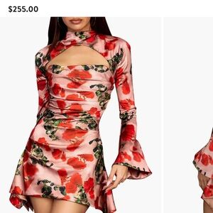 NWT House of CB Toira long sleeve satin corset mini dress